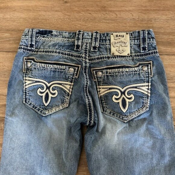 Rock Revival Justin Relaxed Straight Jeans Sz 33 - Picture 15 of 16